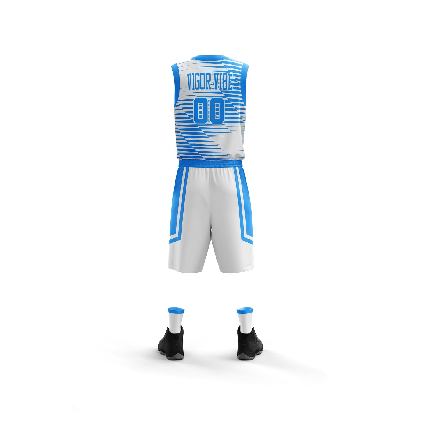 Vigor Vibe White & Blue Basketball Uniform | Personalized designs for your Team (Basketball-004)