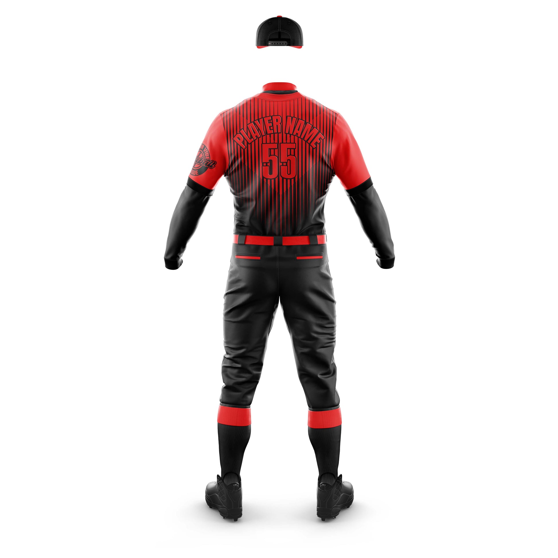 Vigor Vibe Baseball Uniforms Red & Black Design