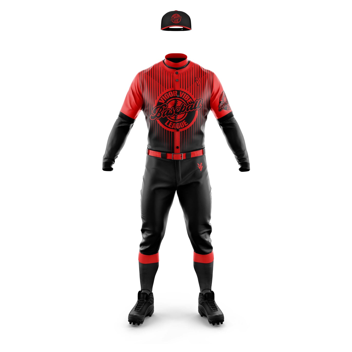 Vigor Vibe Baseball Uniforms Red & Black Design