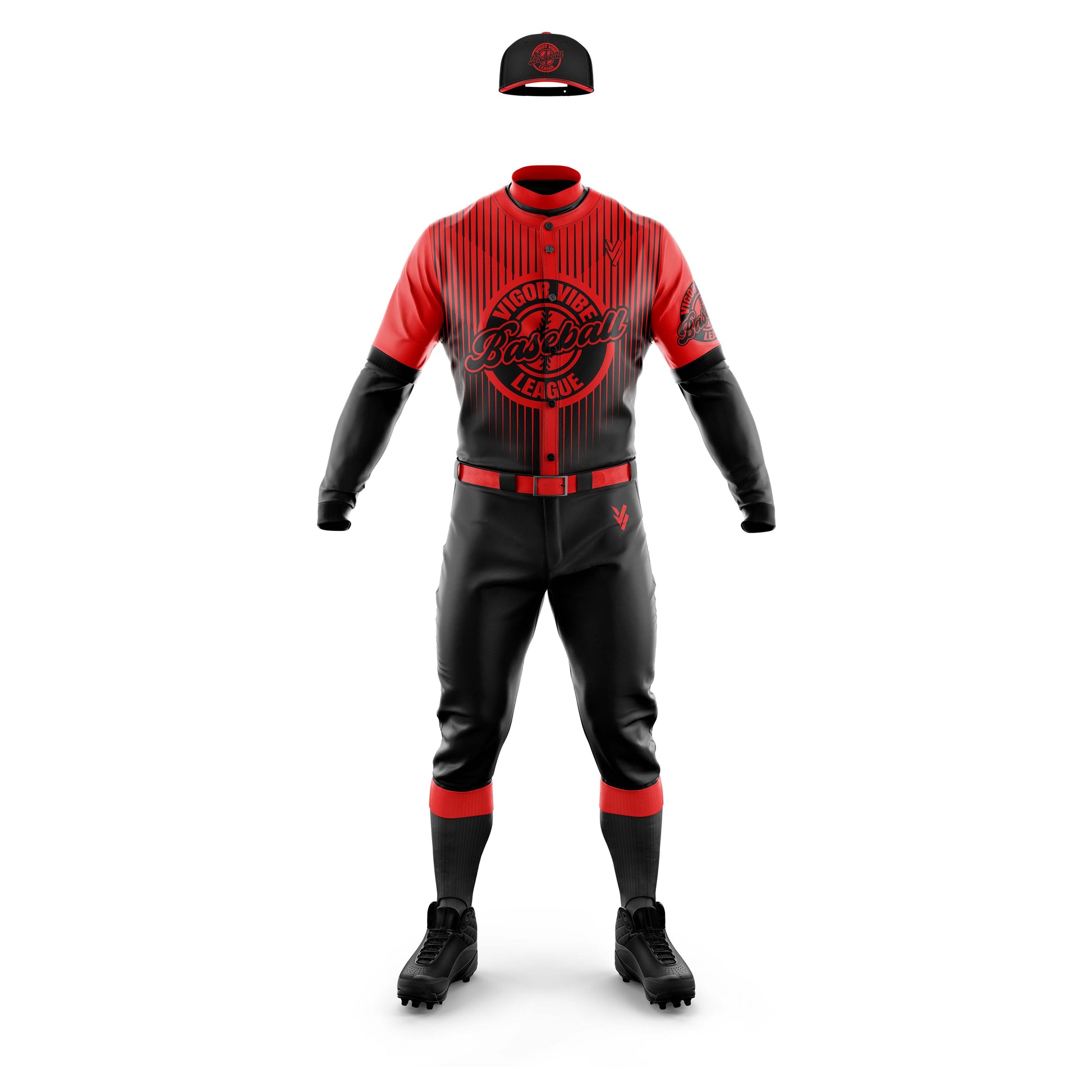 Vigor Vibe Baseball Uniforms Red & Black Design