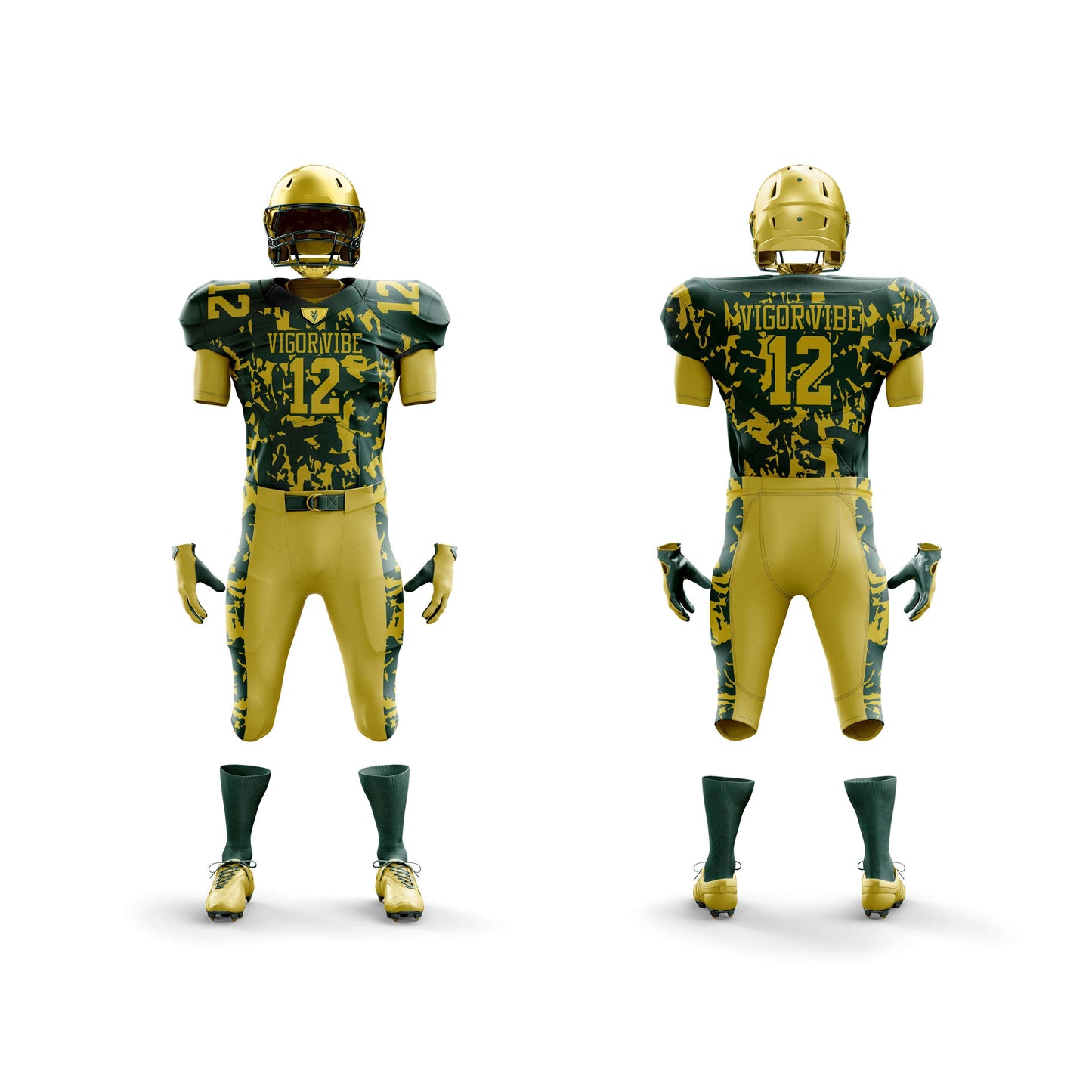 Vigor Vibe Green & Yellow Football Uniform | Personalized designs for your Team (Football-004)