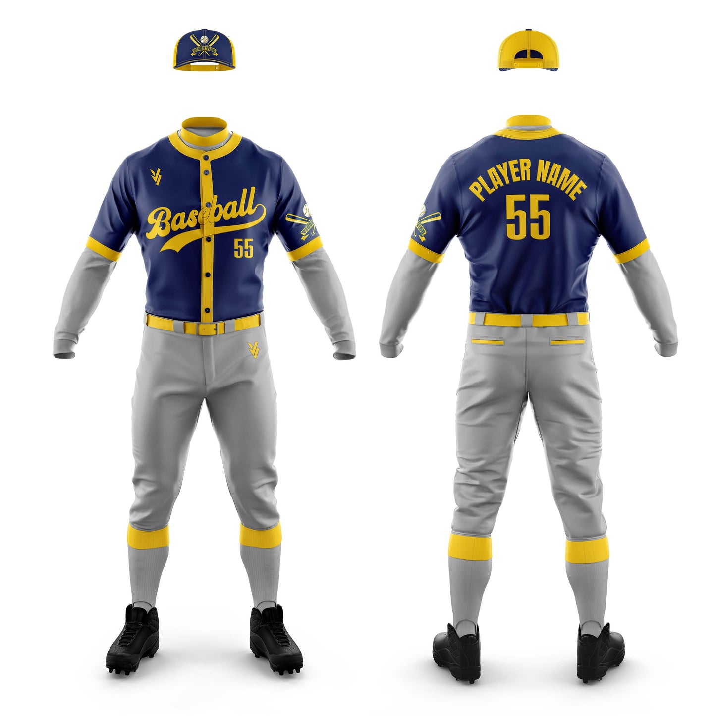Vigor Vibe Baseball Uniforms Blue & Grey | Personalized designs for your Team (Baseball-004)
