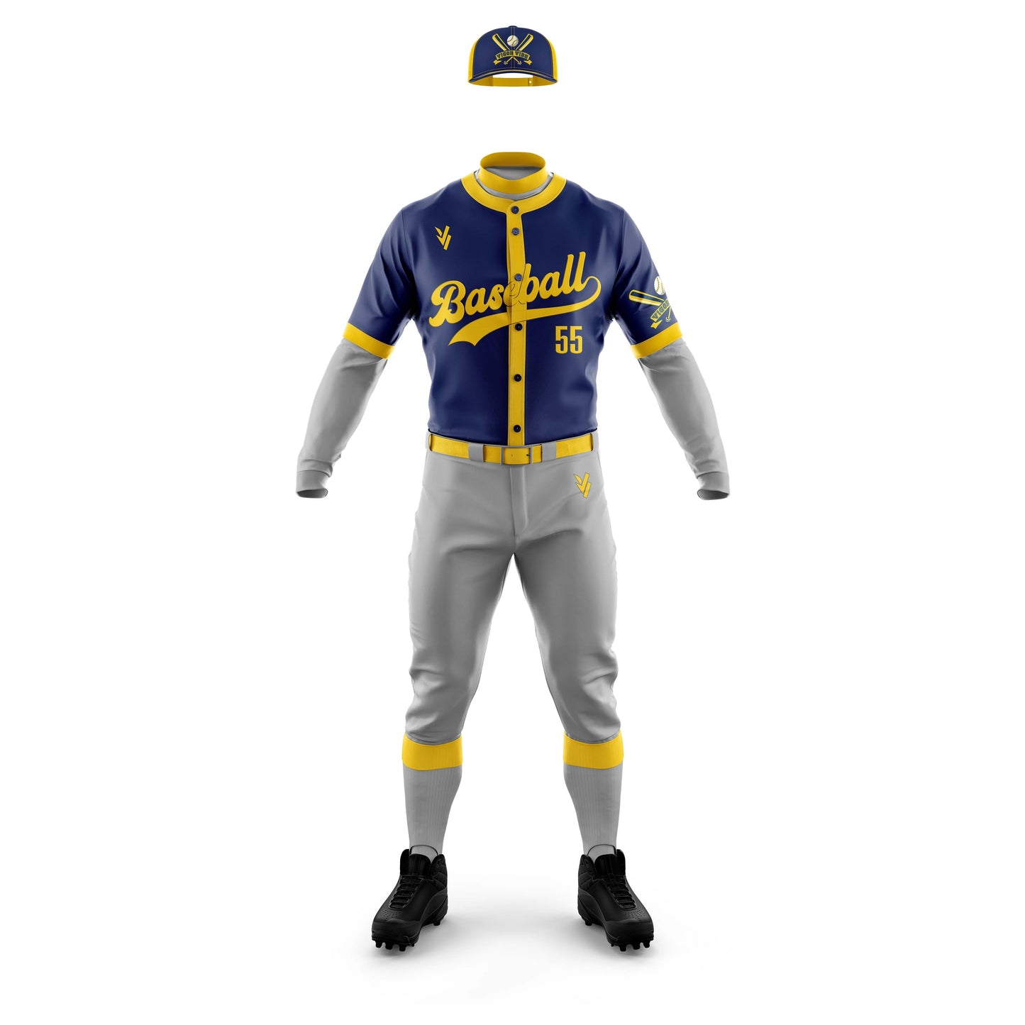 Vigor Vibe Baseball Uniforms Blue & Grey | Personalized designs for your Team (Baseball-004)