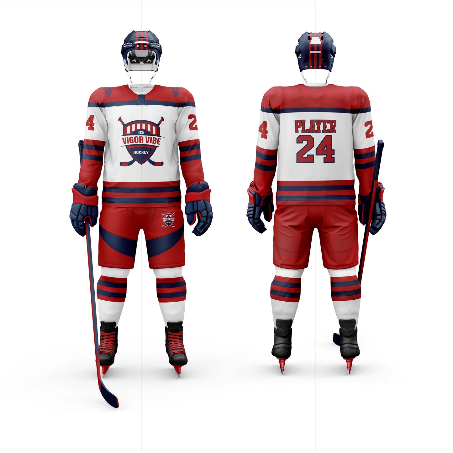 Vigor Vibe Ice Hockey Uniform Red & White Color| Personalized designs your Team (Ice Hockey-004)