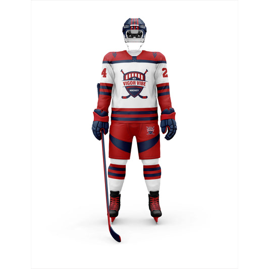 Vigor Vibe Ice Hockey Uniform Red & White Color| Personalized designs your Team (Ice Hockey-004)
