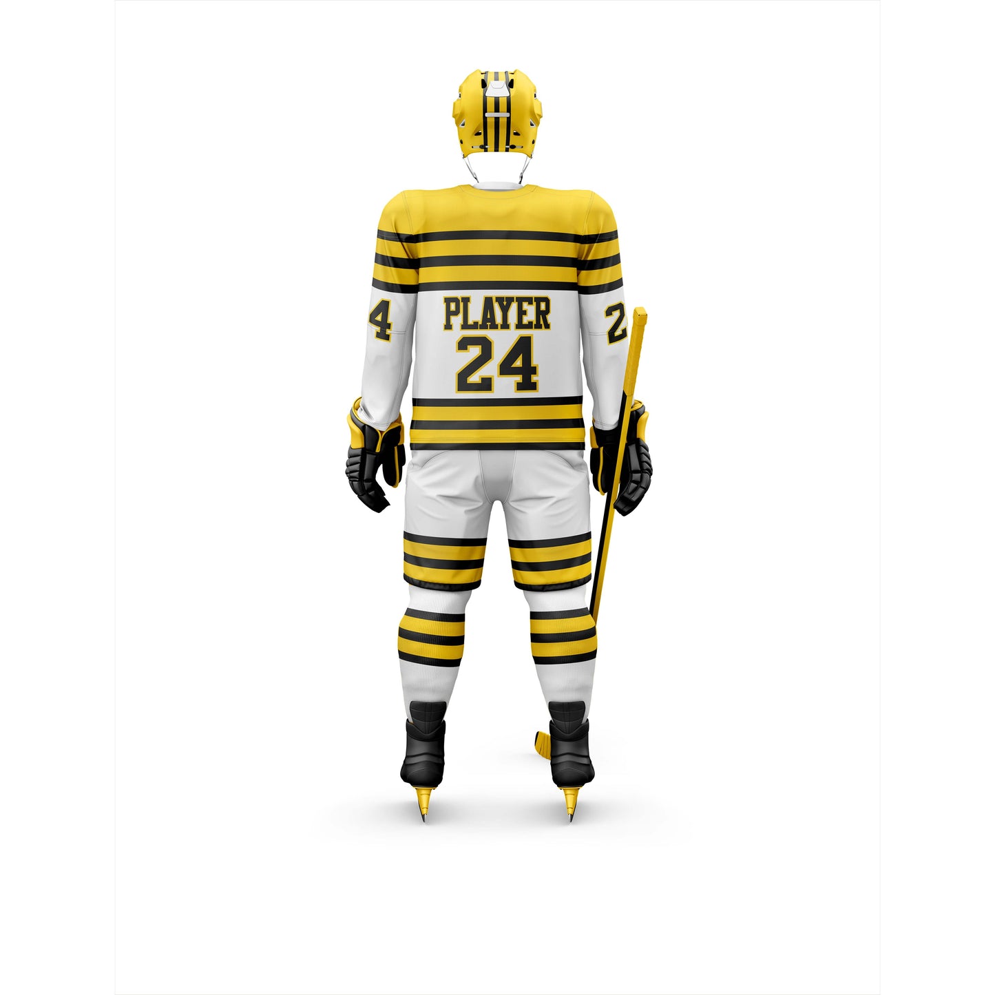 Vigor Vibe Ice Hockey Uniform White & Yellow Color| Personalized designs your Team (Ice Hockey-005)