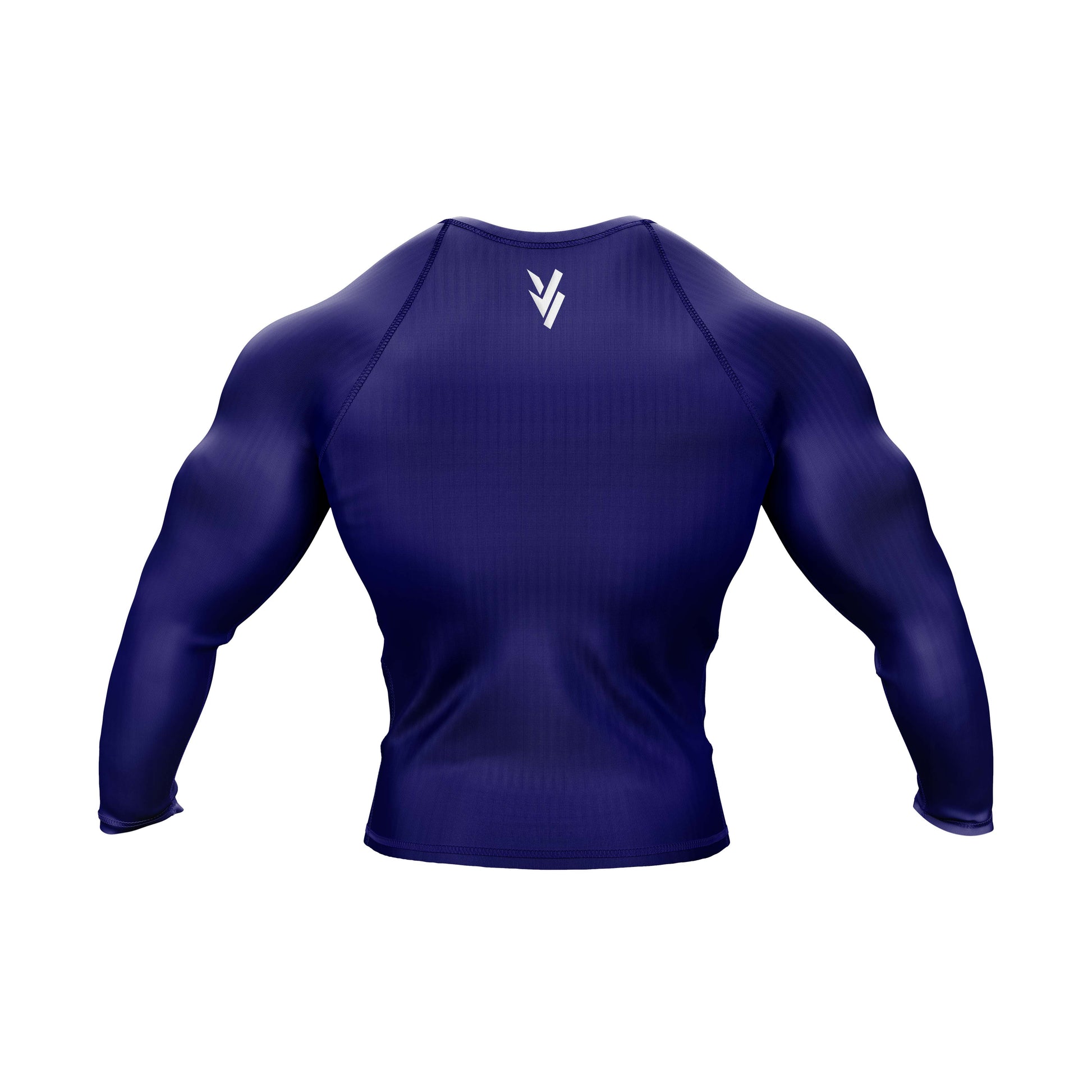 Back view of Australia Jiu Jitsu flag grappling rash guard in navy, showcasing long sleeves and premium design.