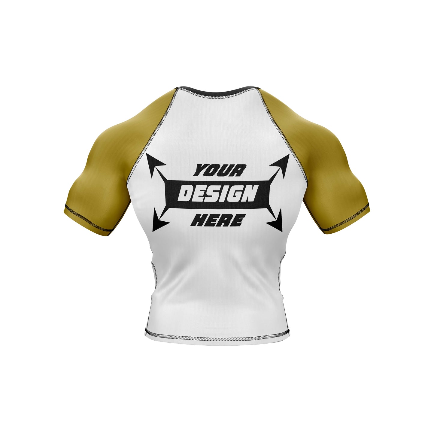 Customize Rash Guard BJJ White Body With Customize Color Half Sleeves For Men Grappling & Yoga
