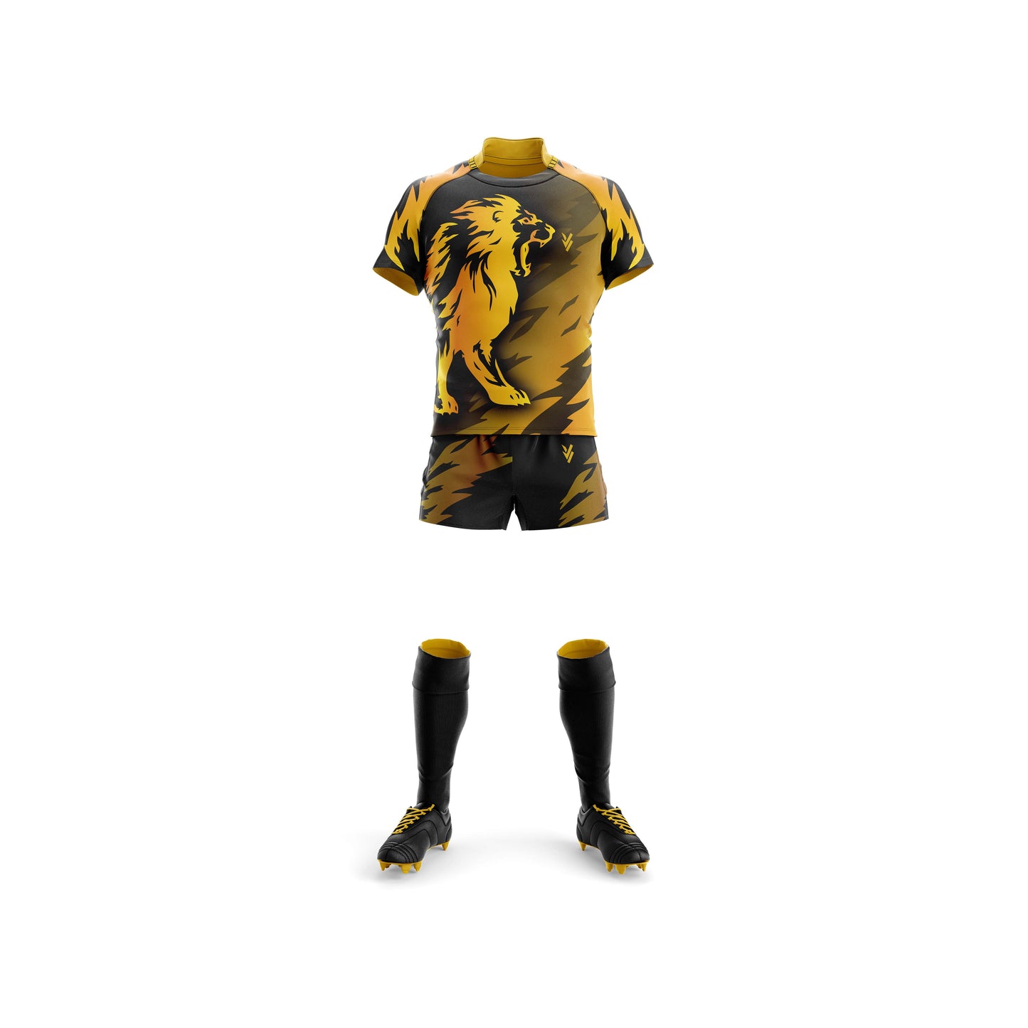 Vigor Vibe Rugby Team Uniform Golden & Black Lion Design Customize