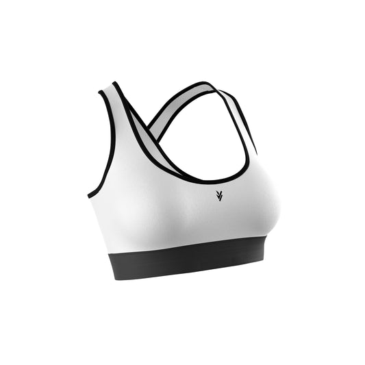 Vigor Vibe Sports Bra White With Black Strips