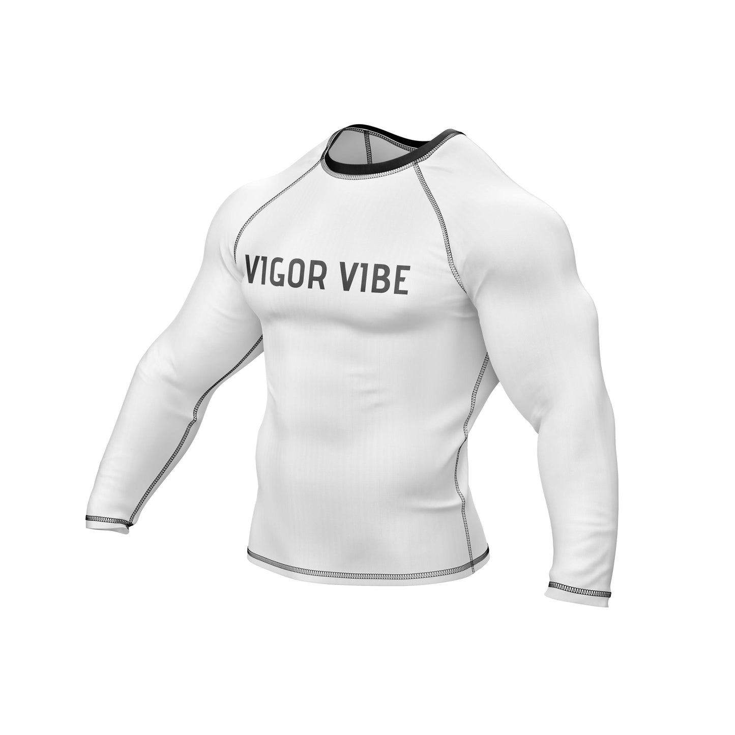 Vigor Vibe Rash Guard BJJ White Full Sleeve For Men Running, Grappling & Yoga