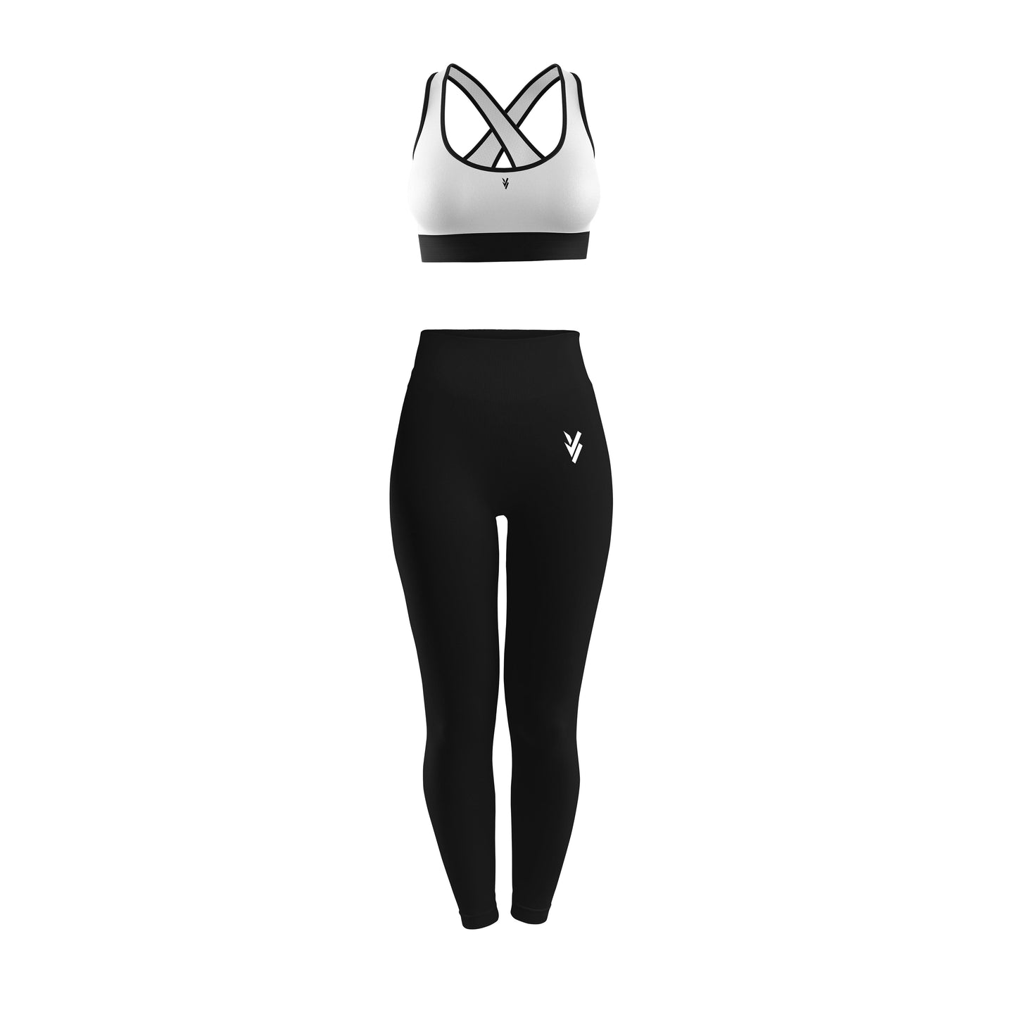 Vigor Vibe Sports Legging & Bra Set White & Black