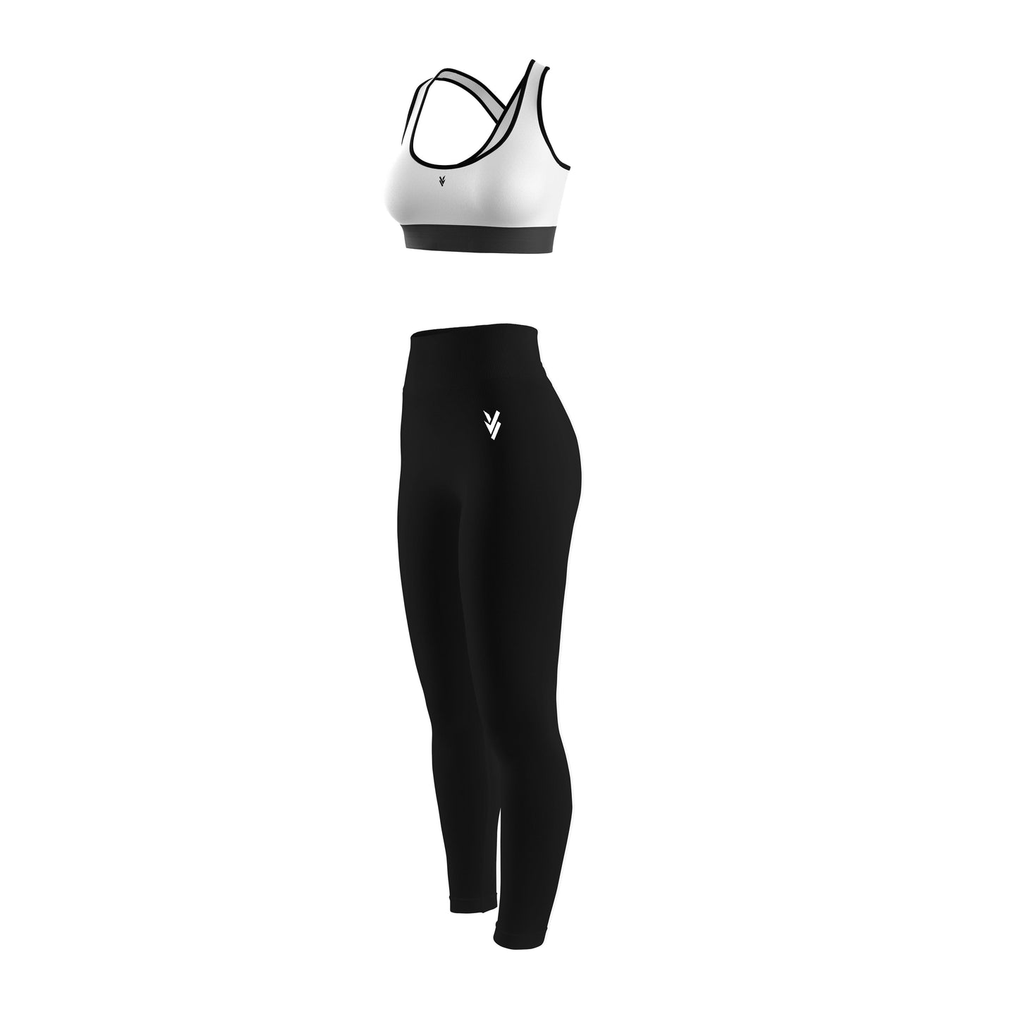 Vigor Vibe Sports Legging & Bra Set White & Black