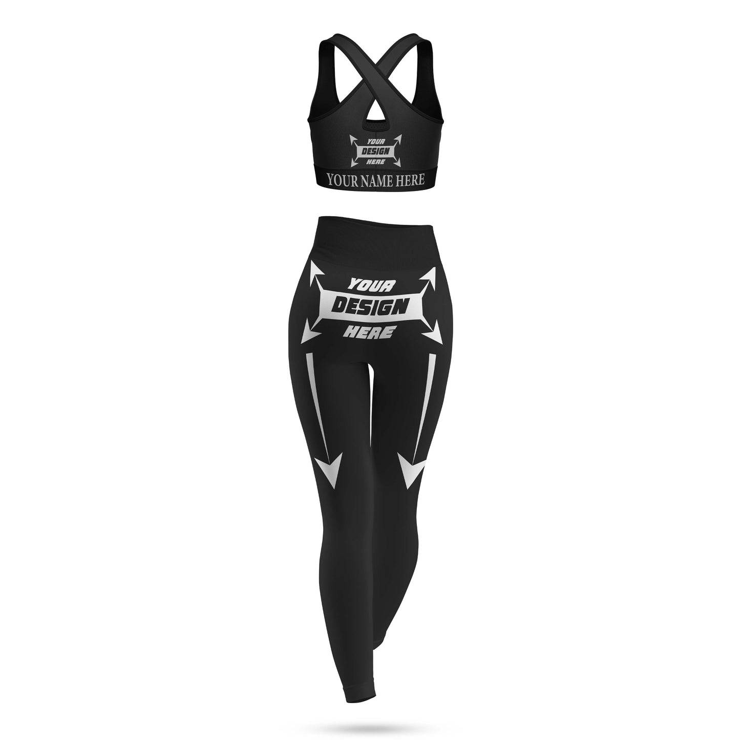 Customize Vigor Vibe Sports Legging & Bra Set Black