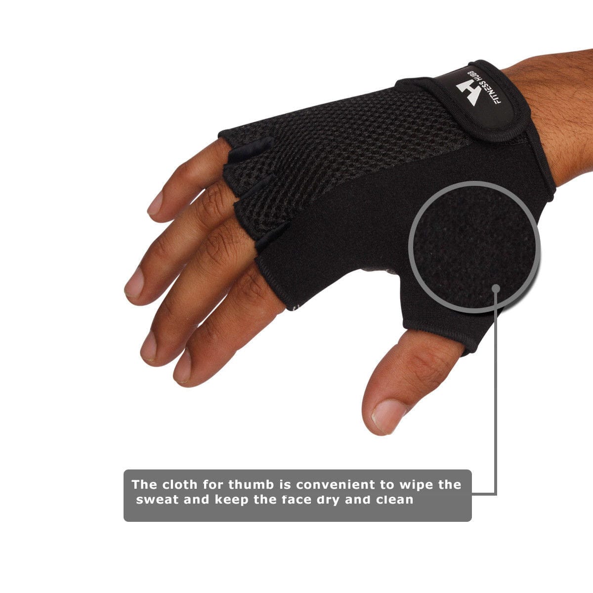Half Finger Gloves Weight Lifting & Training Side