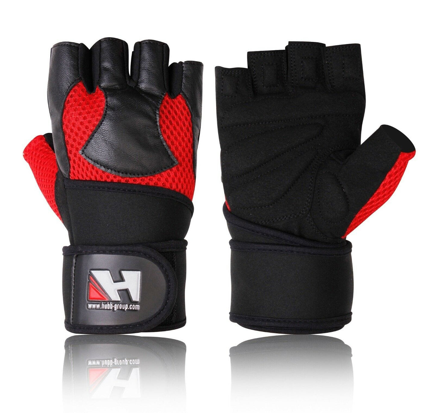 Gym Leather Gloves with Wrist Wraps Support Body Building