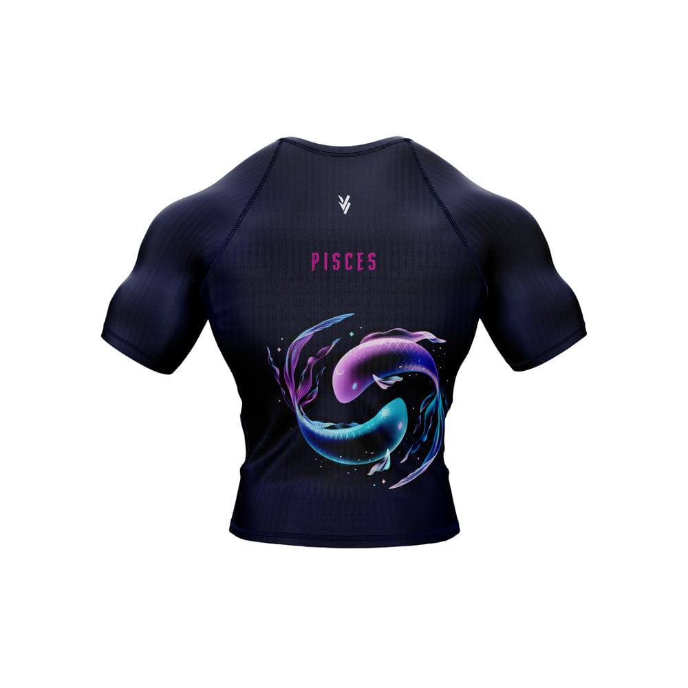 Pisces Zodiac Sign The Fishes Navy Blue Premium BJJ Rash Guard For Men