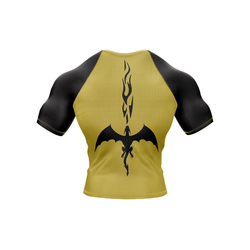Dragon Warriors Sublimation Tattoo Black & Golden Premium MMA BJJ Rash Guard