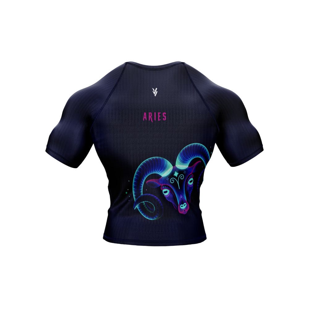 Aries Zodiac Sign The Athlete Navy Blue Premium BJJ Rash Guard For Men