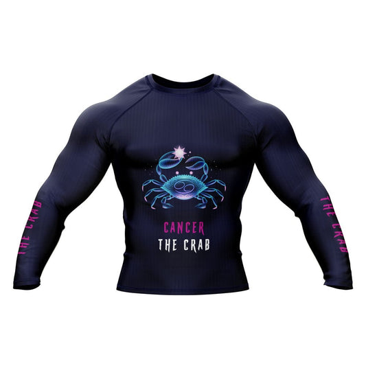 Cancer Zodiac Sign The Crab Navy Blue Premium BJJ Rash Guard For Men