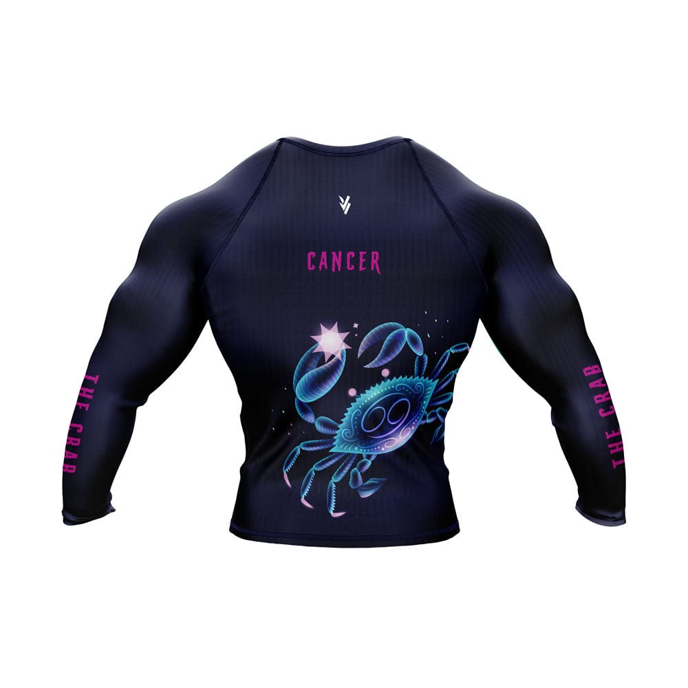 Cancer Zodiac Sign The Crab Navy Blue Premium BJJ Rash Guard For Men