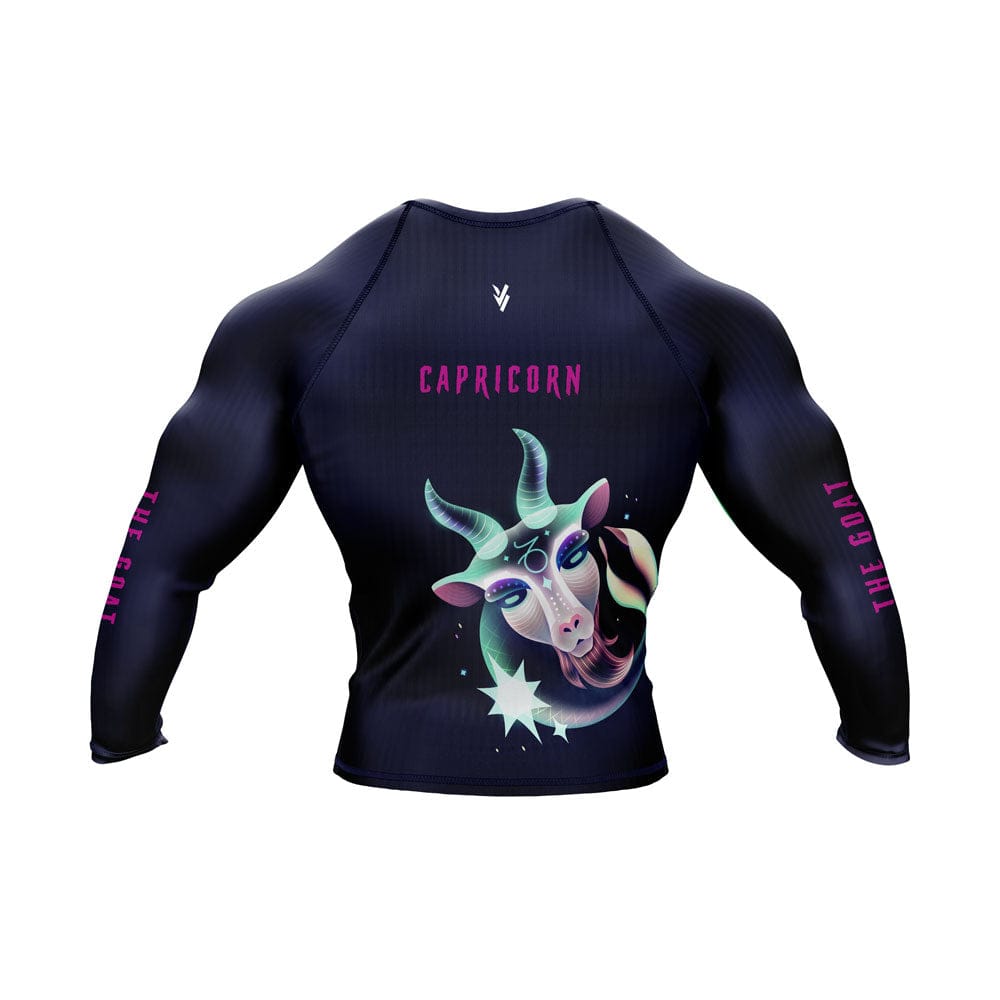 Capricorn Zodiac Sign The Goat Navy Blue Premium BJJ Rash Guard For Men
