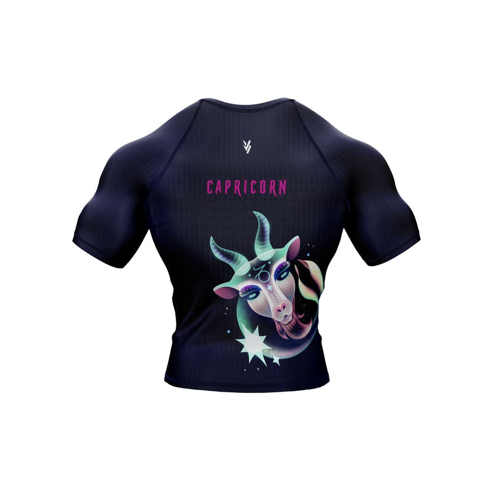 Capricorn Zodiac Sign The Goat Navy Blue Premium BJJ Rash Guard For Men