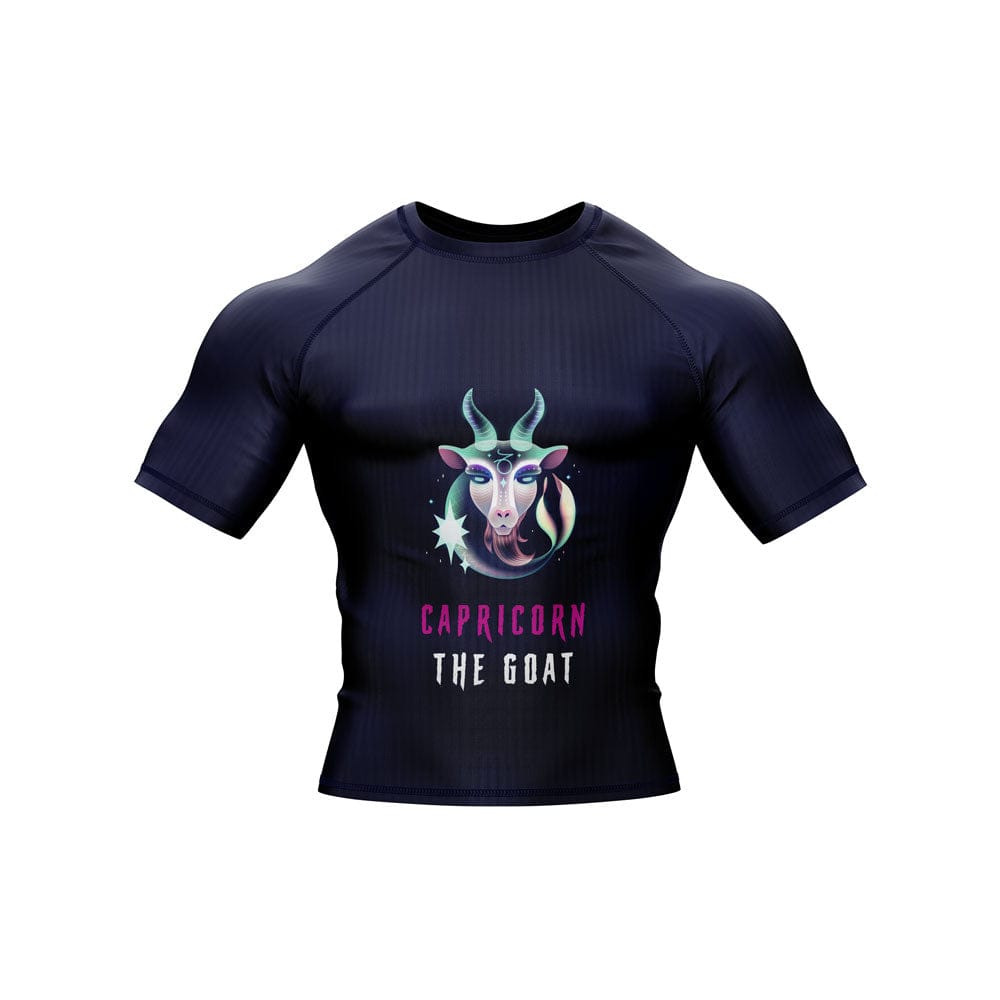 Capricorn Zodiac Sign The Goat Navy Blue Premium BJJ Rash Guard For Men