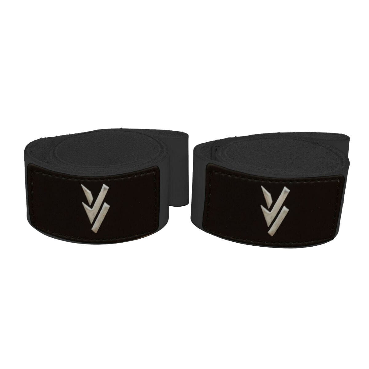 Weight Lifting Leather Wrist Straps Black Pair For Work out Gym & Training