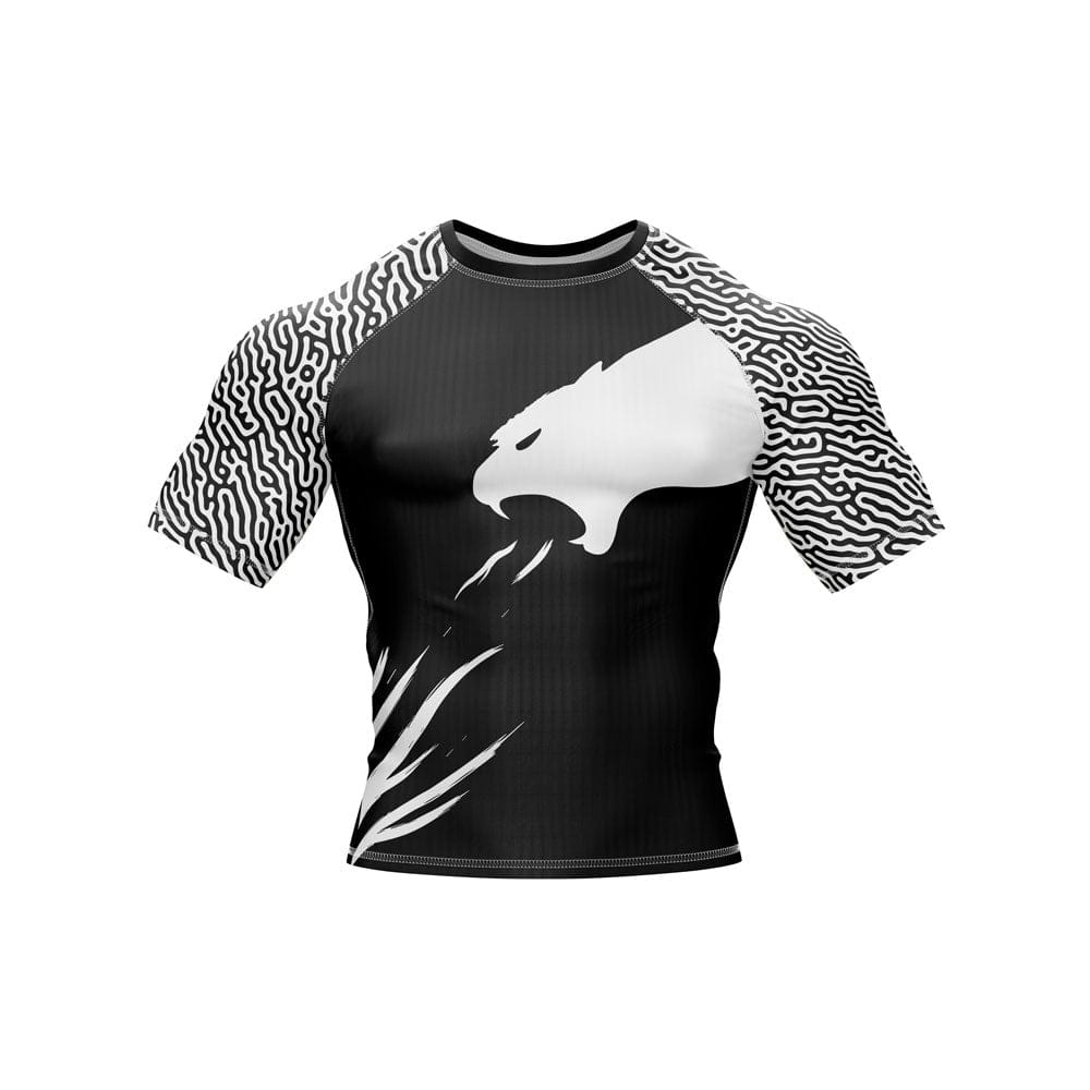 Jaguar Warrior Black and White Premium BJJ Rash Guard For Men