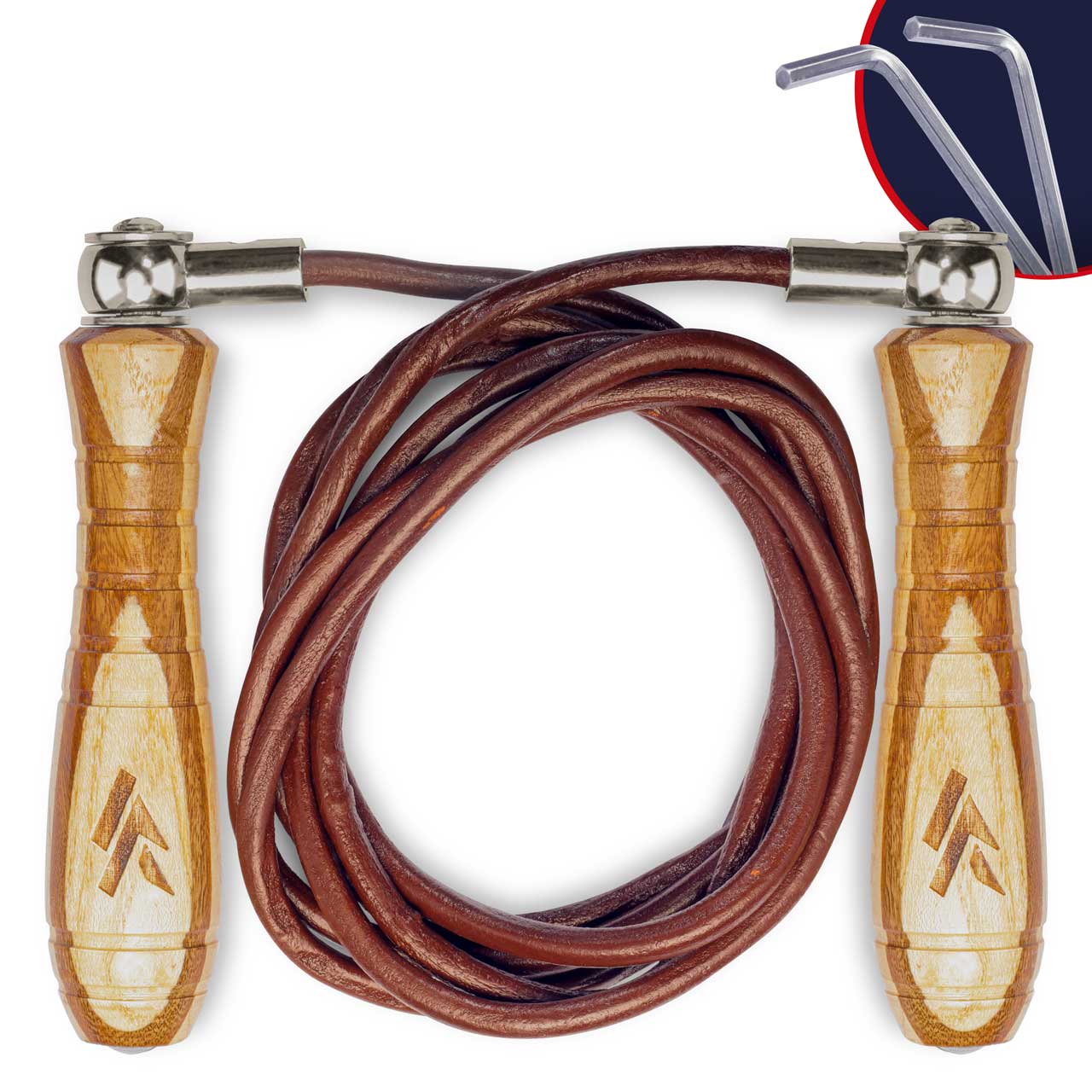 Wooden Leather Skipping Rope Adjustable