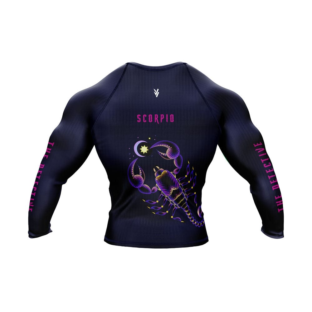 Scorpio Zodiac Sign The Detective Navy Blue Premium BJJ Rash Guard For Men