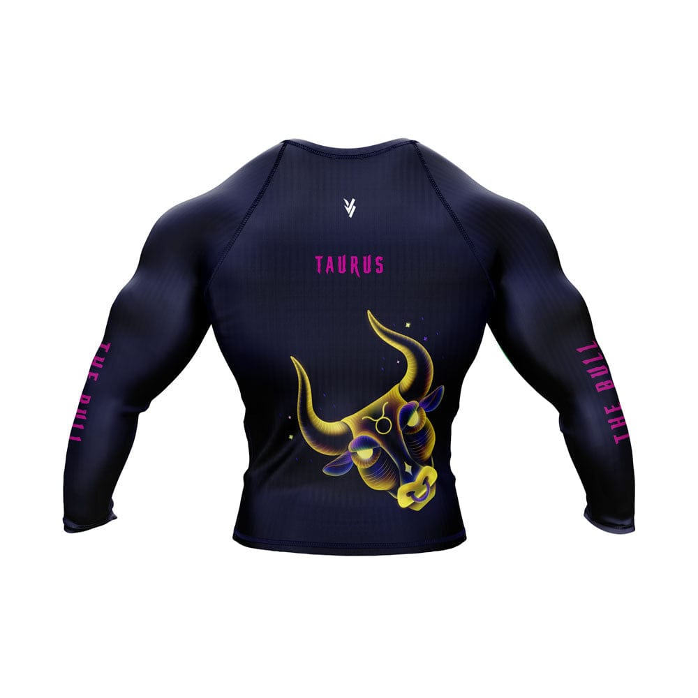 Taurus Zodiac Sign The Bull Navy Blue Premium BJJ Rash Guard For Men