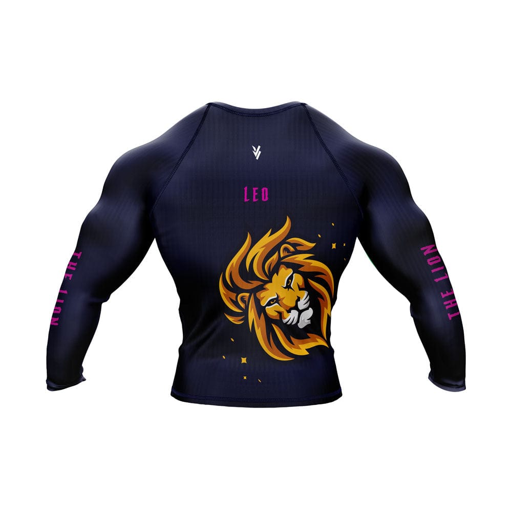 Leo Zodiac Sign The Lion Navy Blue Premium BJJ Rash Guard For Men