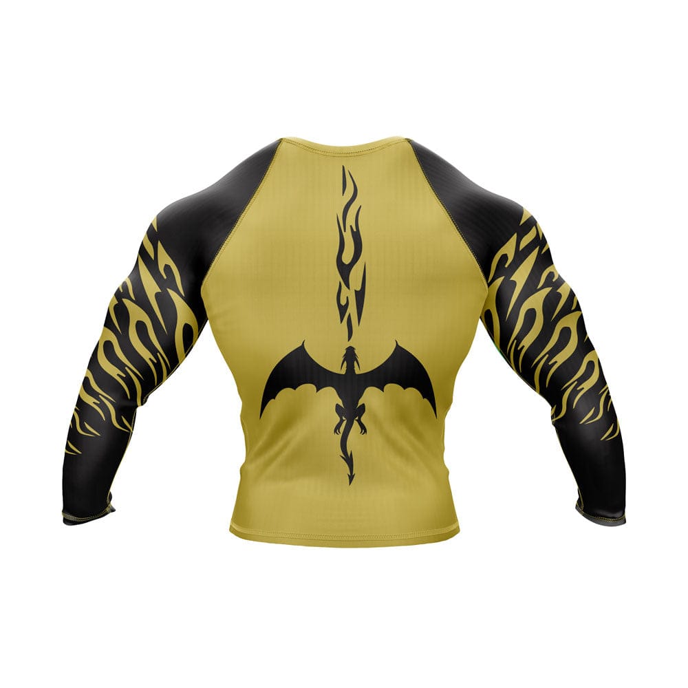 Dragon Warriors Sublimation Tattoo Black & Golden Premium MMA BJJ Rash Guard