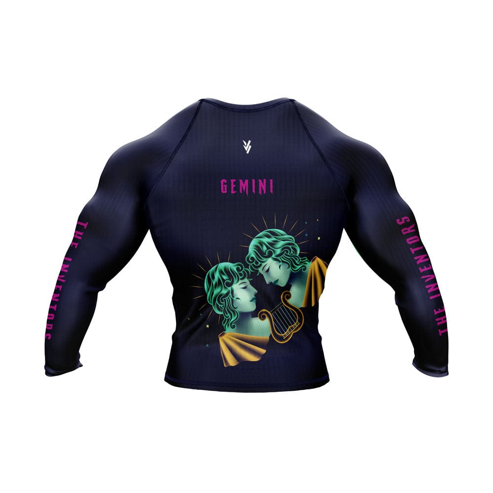 Gemini Zodiac Sign The Inventors Navy Blue Premium BJJ Rash Guard For Men