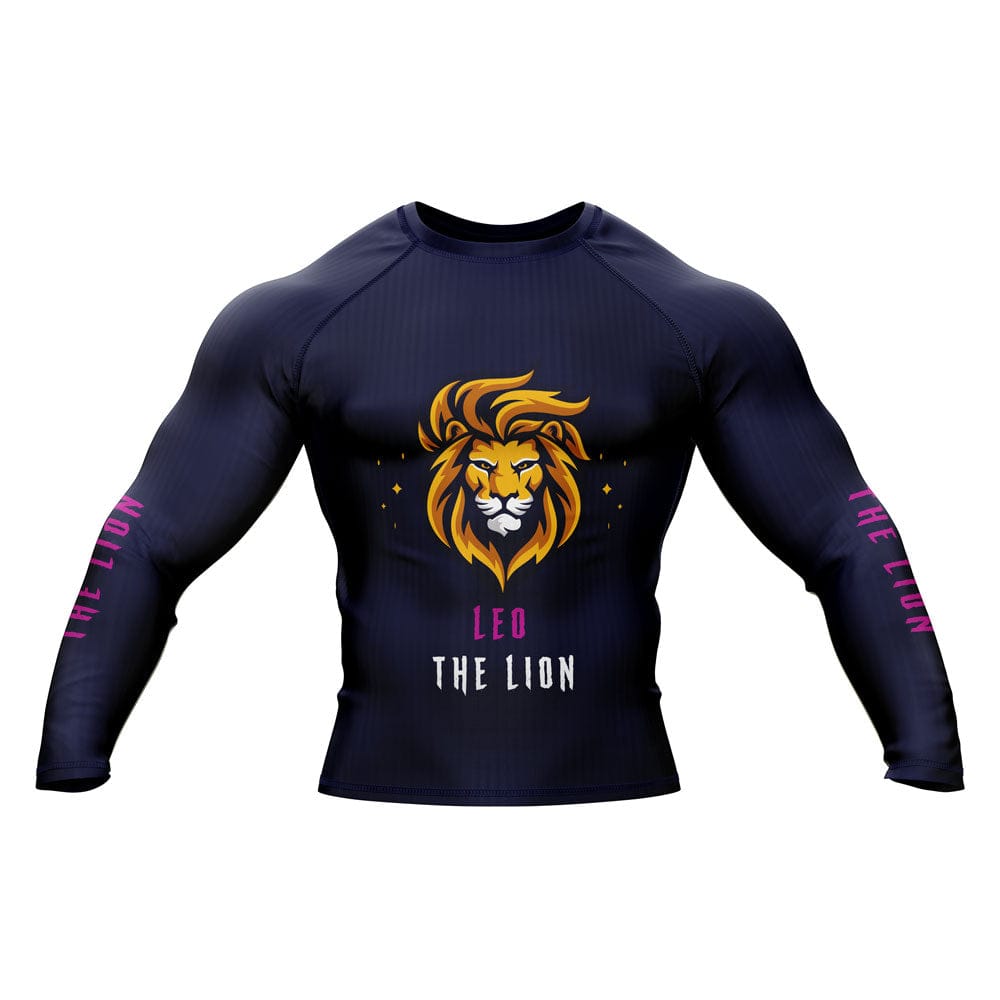 Leo Zodiac Sign The Lion Navy Blue Premium BJJ Rash Guard For Men