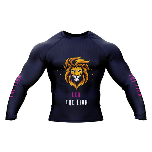 Leo Zodiac Sign The Lion Navy Blue Premium BJJ Rash Guard For Men