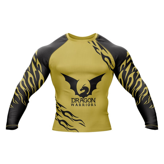 Dragon Warriors Sublimation Tattoo Black & Golden Premium MMA BJJ Rash Guard