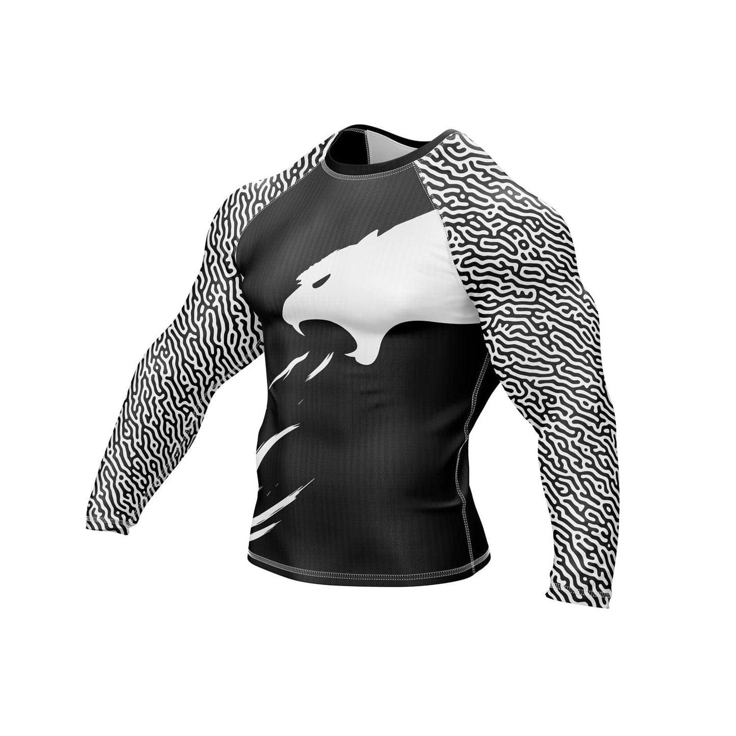 Jaguar Warrior Black and White Premium BJJ Rash Guard For Men