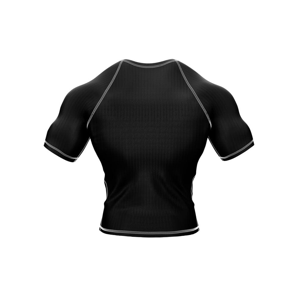 Rash Guard BJJ Black Half Sleeves For Men Running, Grappling & Cycling