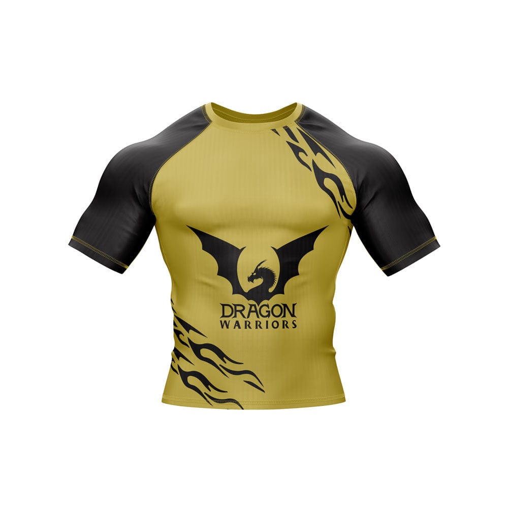 Dragon Warriors Sublimation Tattoo Black & Golden Premium MMA BJJ Rash Guard