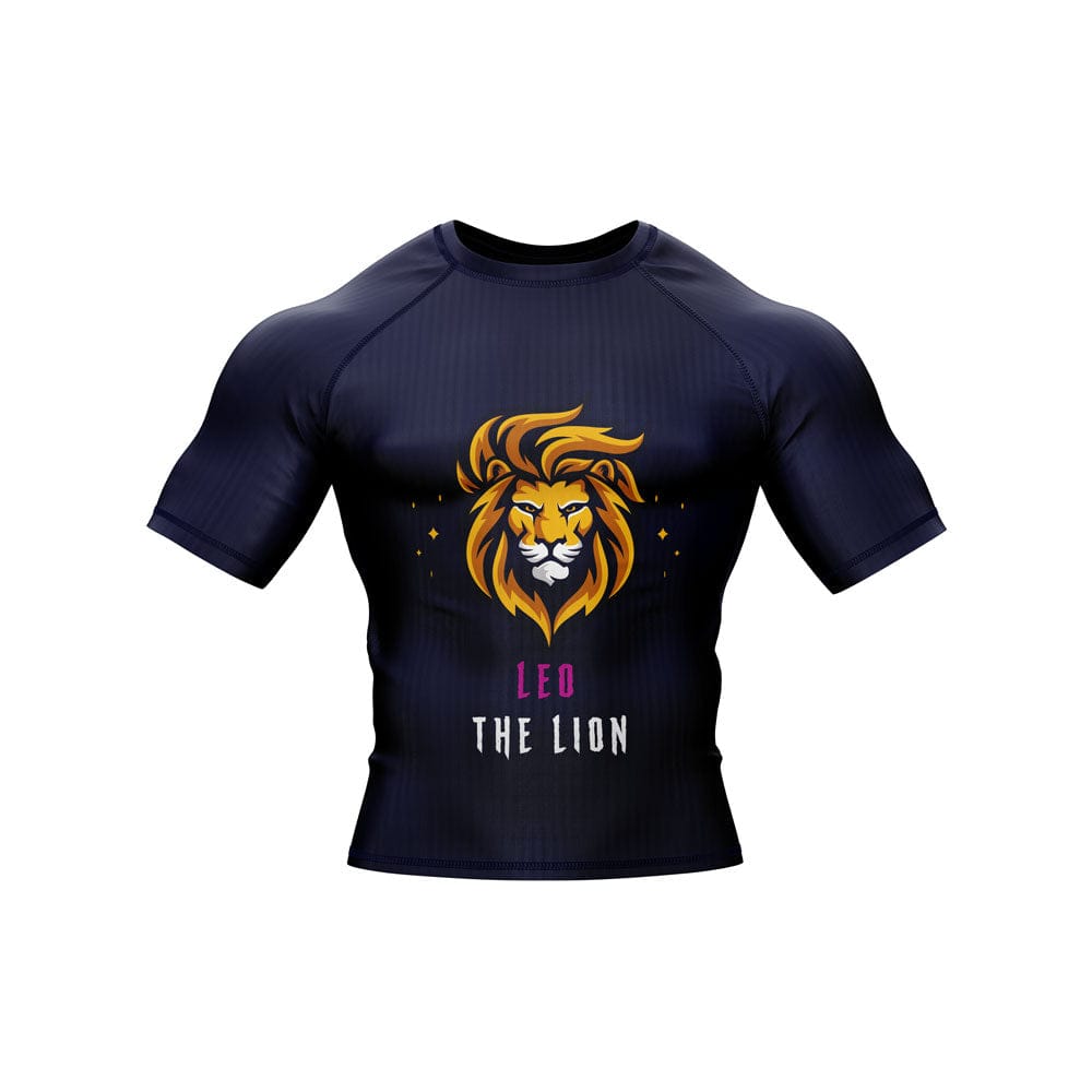 Leo Zodiac Sign The Lion Navy Blue Premium BJJ Rash Guard For Men