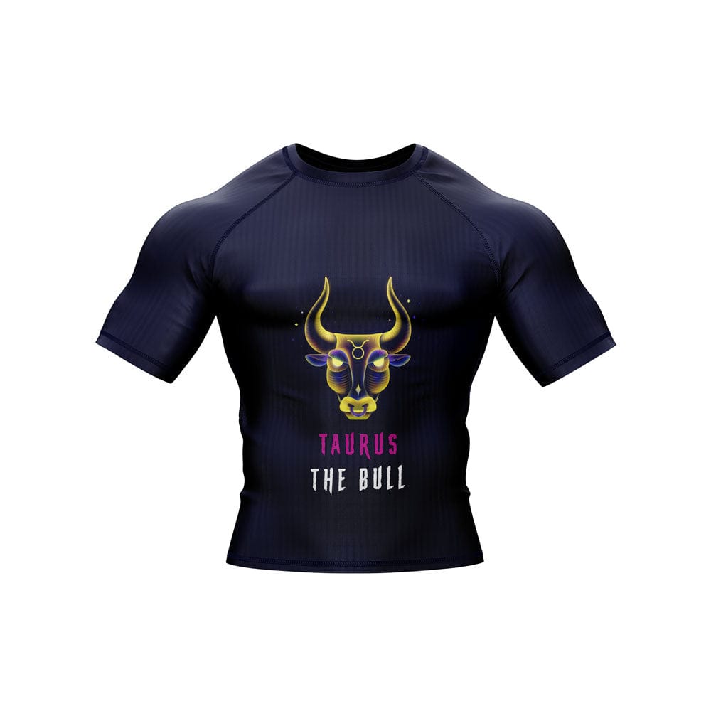 Taurus Zodiac Sign The Bull Navy Blue Premium BJJ Rash Guard For Men