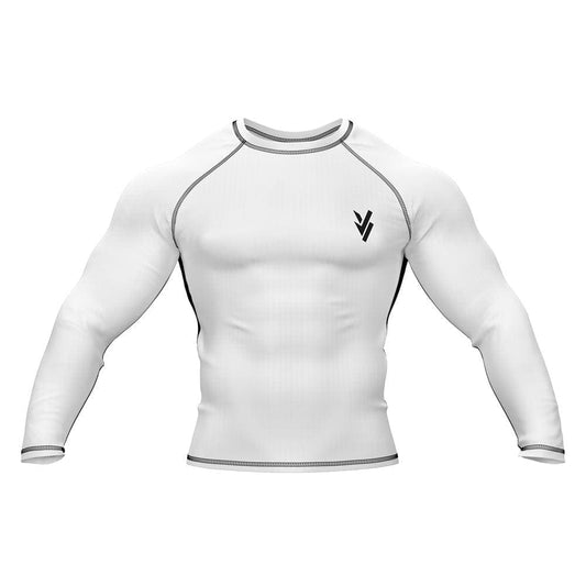 Rash Guard BJJ White Full Sleeve For Men Running, Grappling & Yoga