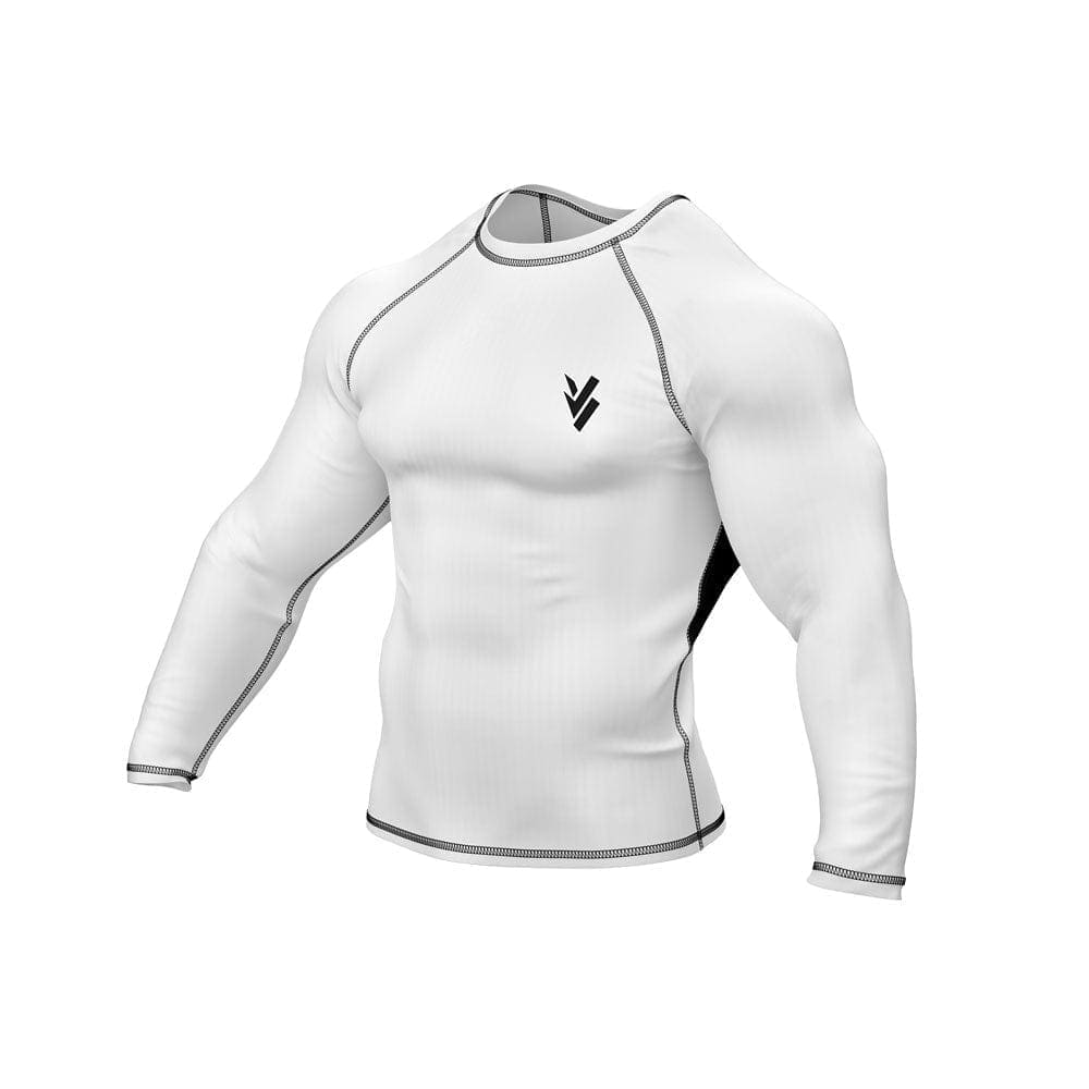 Rash Guard BJJ White Full Sleeve For Men Running, Grappling & Yoga