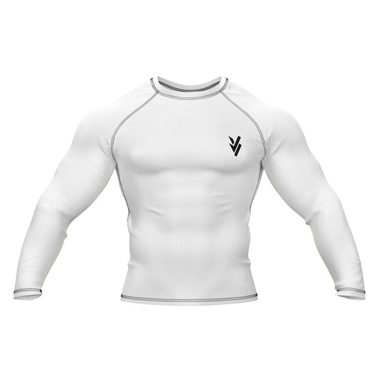 Rash Guard White Long Sleeve For Men Cycling, Yoga & Gym Workout