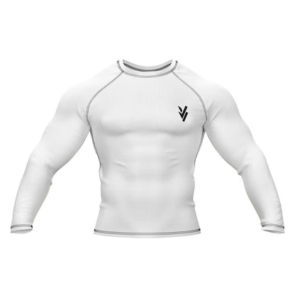 Rash Guard White Long Sleeve For Men Cycling, Yoga & Gym Workout