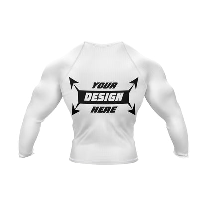 Customize Rash Guard BJJ White Full Sleeve For Men Running, Grappling & Yoga