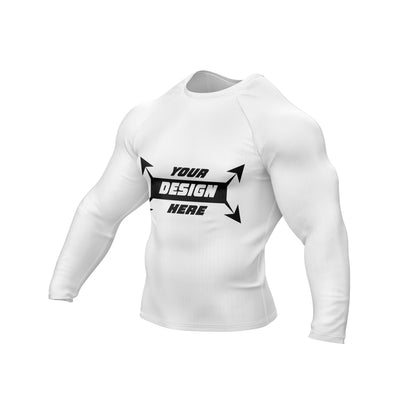 Customize Rash Guard BJJ White Full Sleeve For Men Running, Grappling & Yoga